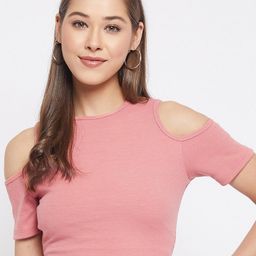 LE BOURGEOIS Pink Slim Fit Crop Top-image-29