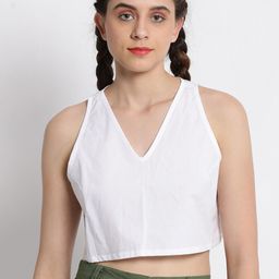 GRASS by Gitika Goyal V Neck Sleeveless Crop Top-image-41