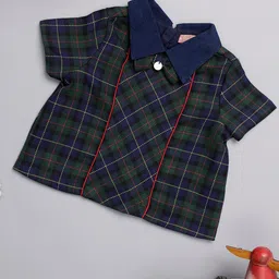 One Friday Girls Shirt Collar Short Sleeves Checked  Top-image-91
