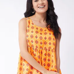 Pannkh Ethnic Motifs Printed Round Neck  A-Line Top-20