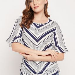 STYLE BLUSH Geometric Printed Bell Sleeves Top-image-71