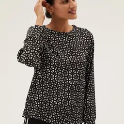 Marks & Spencer Geometric Print Styled Back Top-image-53