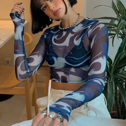 StyleCast x Revolte Printed Net Styled Back Top-picture-38