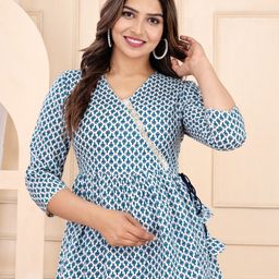 BAESD Geometric Printed Cotton Styled Back Knitted Top-7