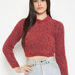CREATIVE LINE Cable Knit Woollen Cropped Pullover-image-64