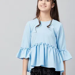 Athena Girl Blue Ruffles Top-image-3