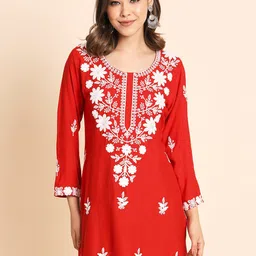 VAIRAGEE Floral Embroidered Kurtis-image-71