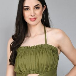 PRETTY LOVING THING Halter Neck Smocked Bralette Crop Top-image-82
