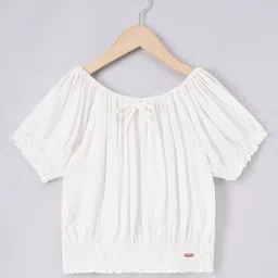 edheads Girls Off-Shoulder Smocking Cotton Bardot Top-picture-7