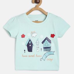 MINI KLUB Girls Graphic Printed Round Neck Cotton Regular Top-image-86