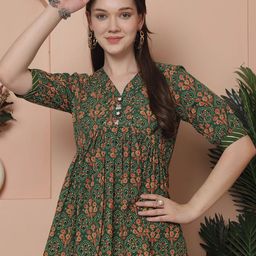 KALINI Floral Printed Cotton Empire Top-image-65
