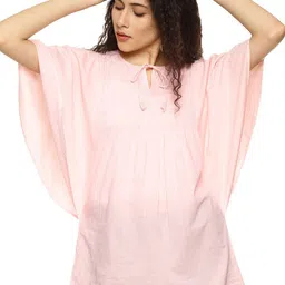 Weaves of Tradition Geometric Chikankari Embroidered Extended Sleeves Cotton Kaftan Top-image-54