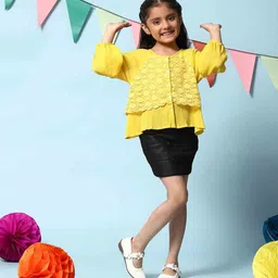 Biba Girls Lace Detailed Cotton Shirt Style Top-35