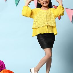 Biba Girls Self Design Cotton Tiered Top-image-23