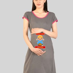 SillyBoom Printed Maternity T-shirt Night Dress-image-99
