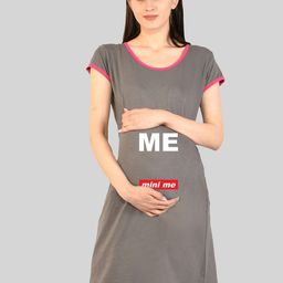 SillyBoom Typography Printed Maternity T-shirt Dress-image-49
