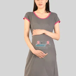 SillyBoom Graphic Printed Maternity  Knee Length T-Shirt Dress-picture-46
