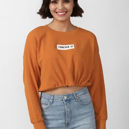 FOREVER 21 Women Orange Printed Sweatshirt-image-13