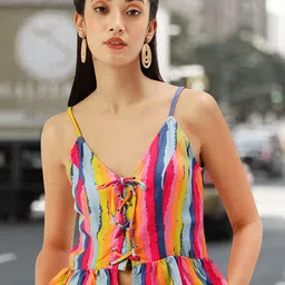 Martini Abstract Printed V-Neck Lace-Up Sleeveless Top-picture-26
