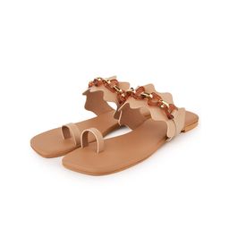 Ek agga Women Beige One Toe Flats-image-6