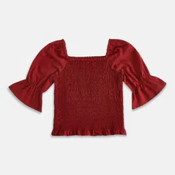 Pantaloons Junior Girls Square Neck Smocked Cotton Top-image-82