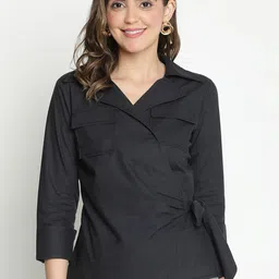 DRAAX Fashions Shirt Collar Wrap Top-picture-24