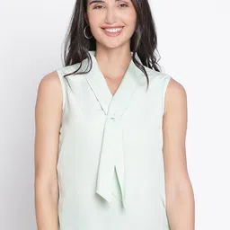 DRAAX Fashions V-Neck Front Tie Sleeveless Regular Top-picture-42