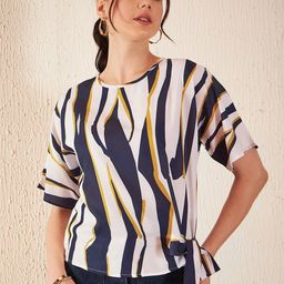 DENNISON Abstract Printed Crepe Top image 4