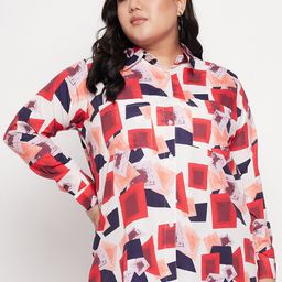 NABIA Plus Size Geometric Print Shirt Style Top-image-4