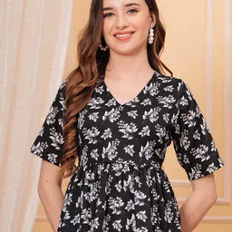 KPF Floral Printed V-Neck Empire Top-image-23
