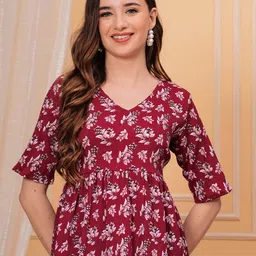 KPF Floral Printed V-Neck Empire Top-58