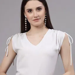 Style Quotient White V-Neck Sleeveless Tie-Up Top-picture-31