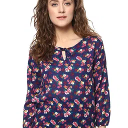 Mayra Floral Printed Keyhole Neck Top-picture-22