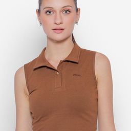 JUMP USA Polo Collar Cotton Crop T-Shirts-image-4