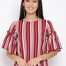 DRAAX Fashions Vertical Stripes Flared Sleeves Top-image-94