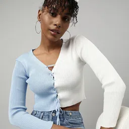 SHOWOFF Colourblocked Monochrome Crop Top-picture-37
