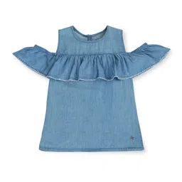 Gini and Jony Cold-Shoulder Cotton Denim Top-12