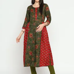Mom For Sure by Ketki Dalal Floral Printed Gotta Patti A-Line Maternity Kurta-image-53