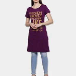 Fleximaa Women Purple Print Cotton Longline Top-image-96