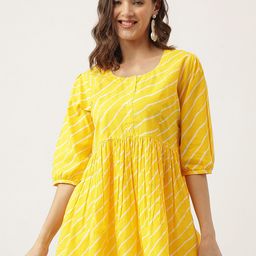 Divena Leheriya Puff Sleeve Pure Cotton Empire Longline Top-image-47