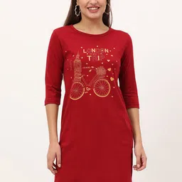 Fleximaa Maroon Print Longline Top-12
