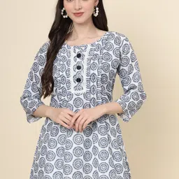 VAIRAGEE Floral Printed Cotton Straight Kurti-image-88
