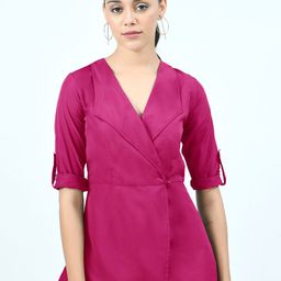 V&M V-Neck Roll-Up Sleeves Georgette Top-picture-24