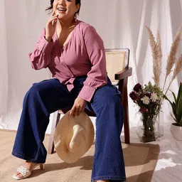 CURVY STREET Self Design Cuffed sleeves Shirt Style Top-picture-32