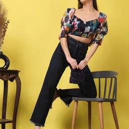 MINOS Floral Printed Sweetheart Crop Top-image-11