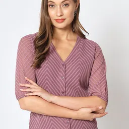CHARMGAL Geometric Printed V-Neck Top-picture-47