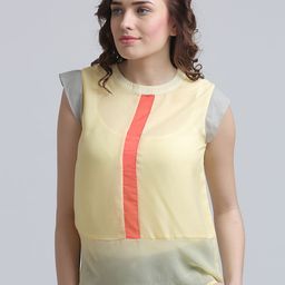 Moda Elementi Colourblocked Cap Sleeves Top-image-50