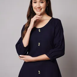 Meeranshi Round Neck Puffed Sleeves Top-2