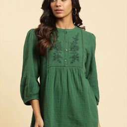 W Floral Embroidered Cotton Regular Top-image-56