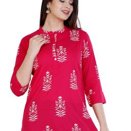 BAESD Floral Printed Mandarin Collar Cotton Top-picture-36